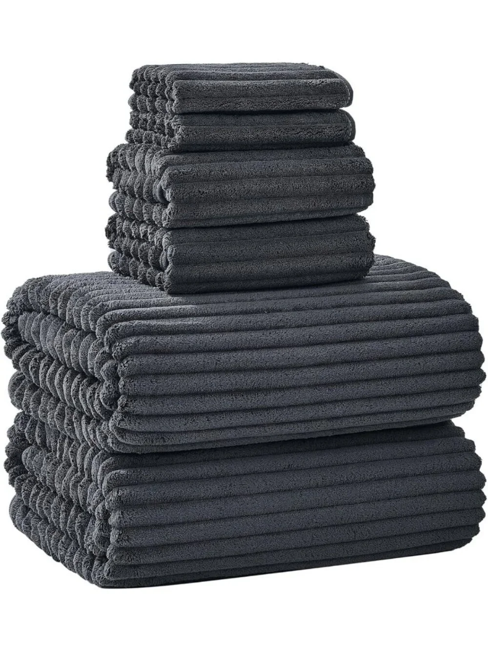 Oversized 6 PC Bath Towel Set - Soft Charcoal Gray 40